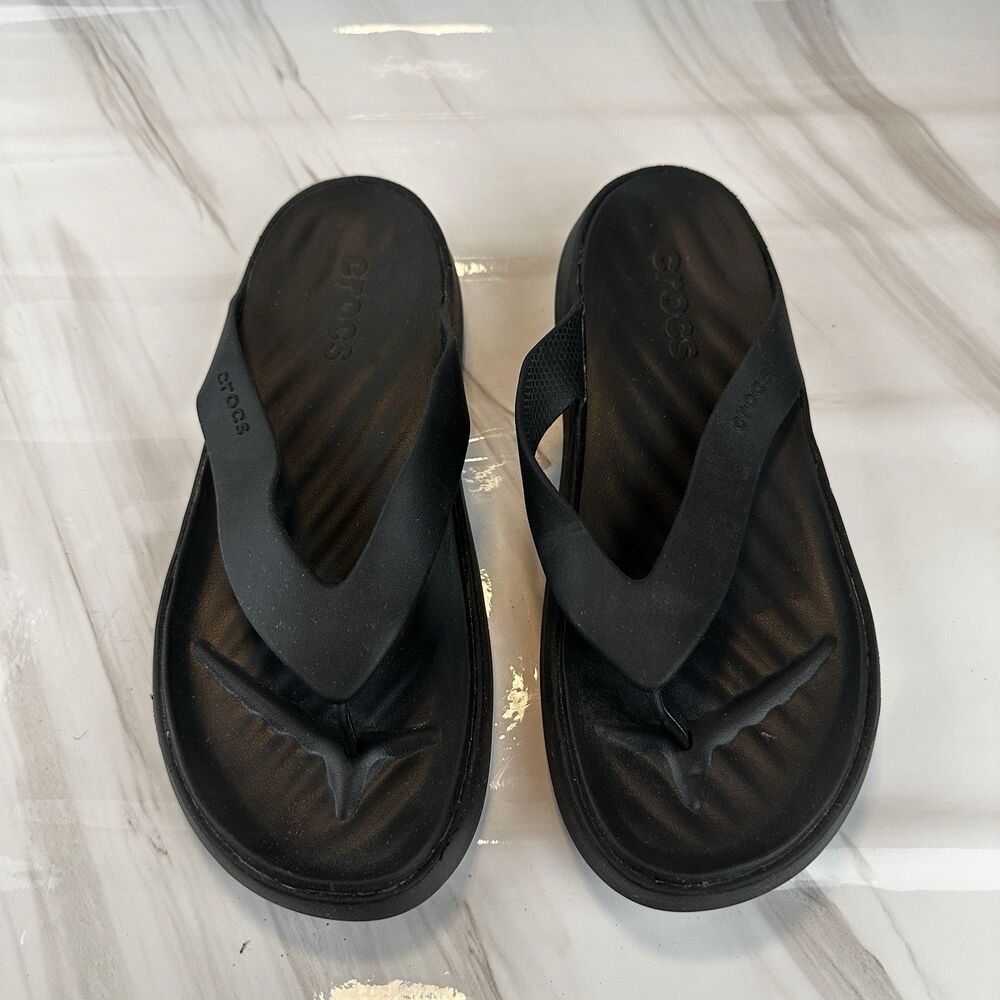 Crocs Getaway Women's Platform Sandals Size 9 Black Slip-On Thong Flip Flop